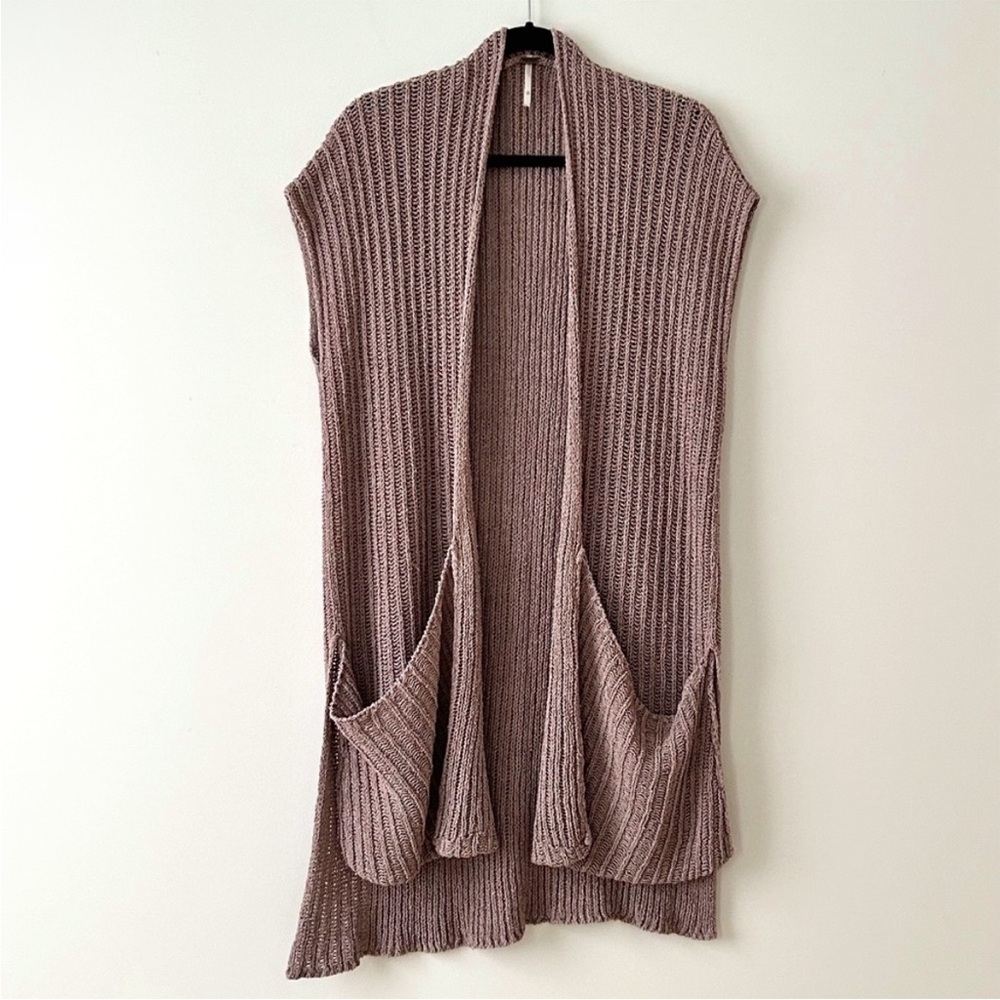 Free people Women's Open Front Knit Sweater Vest - Taupe